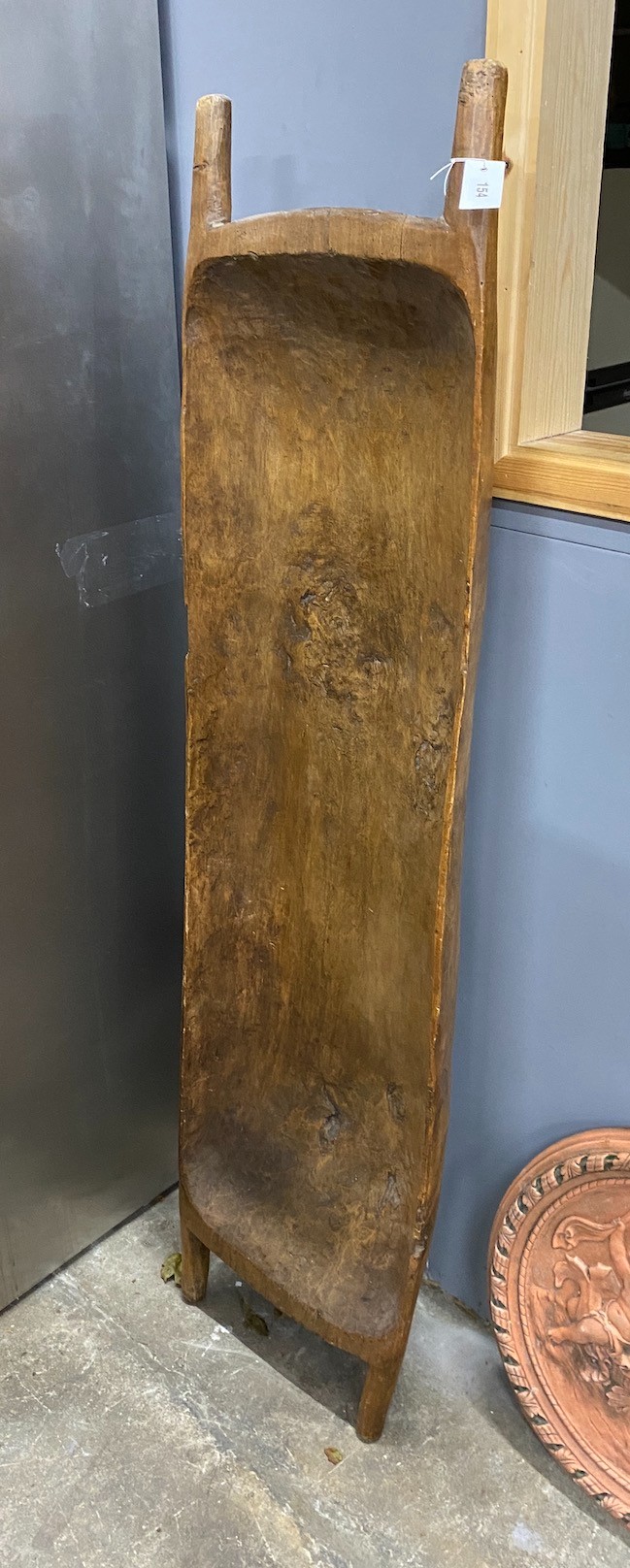 A large chip carved grain trough, length 164cm, depth 42cm
